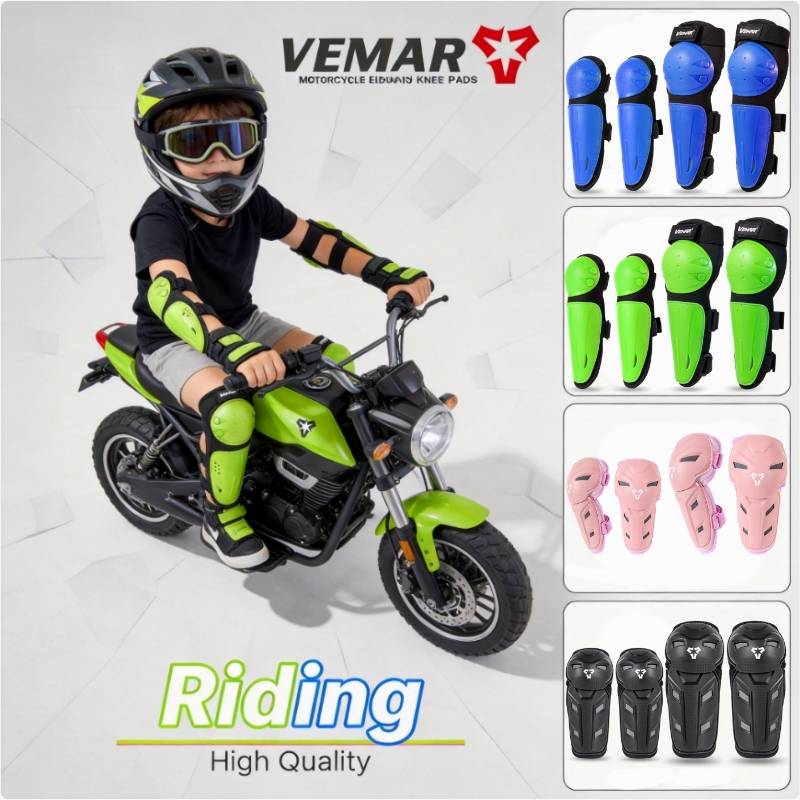 Motorcycle Gear Youth - VEMAR子供用膝肘パッドセット、オートバイ乗車用、耐久性のあるユースキッズモトクロス安全装備肘プロテクター膝パッド