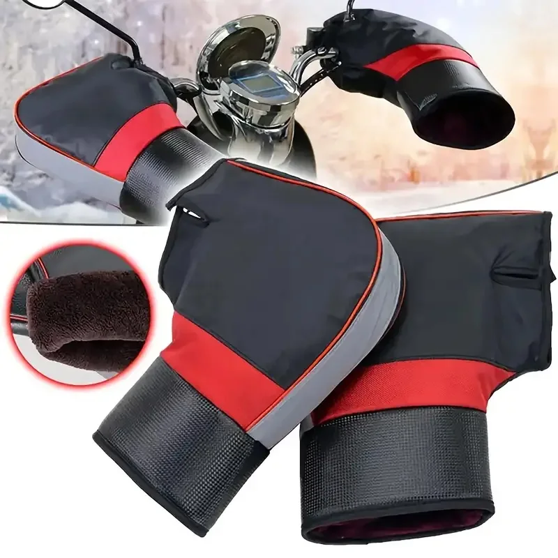 Motorcycle Gear For Winter - オートバイのハンドルバーマフ厚くて暖かい防雨防風ハンドプロテクターカバーグリップ冬の乗馬通勤ギア用