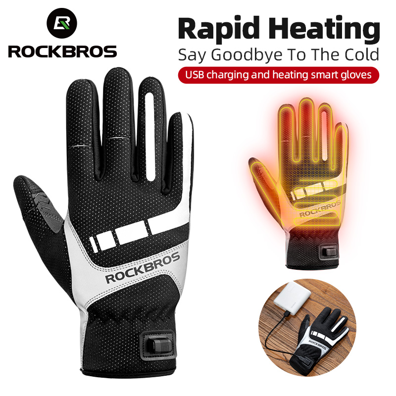 Motorcycle Gear For Winter - Rockbros-サイクリング用の電気加熱冬用グローブ、タッチスクリーングローブ、USB充電式、オートバイライディング、ハイキング、雪、スキー