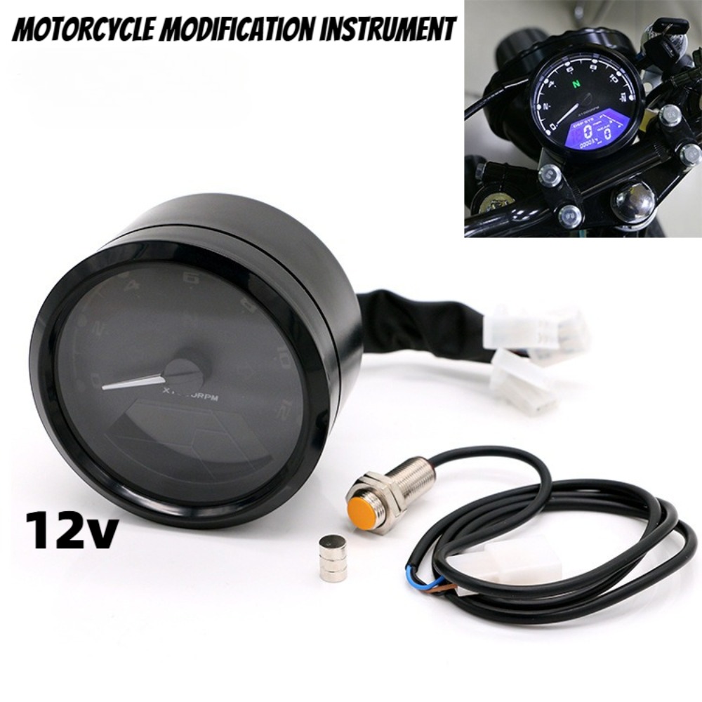 Motorcycle Gear Honda - ユニバーサルオートバイメータースピードメーターデジタル走行距離計 12000RPM Kmh/mph LCD ギアインジケーター付きデジタルパネル ホンダヤマハ用