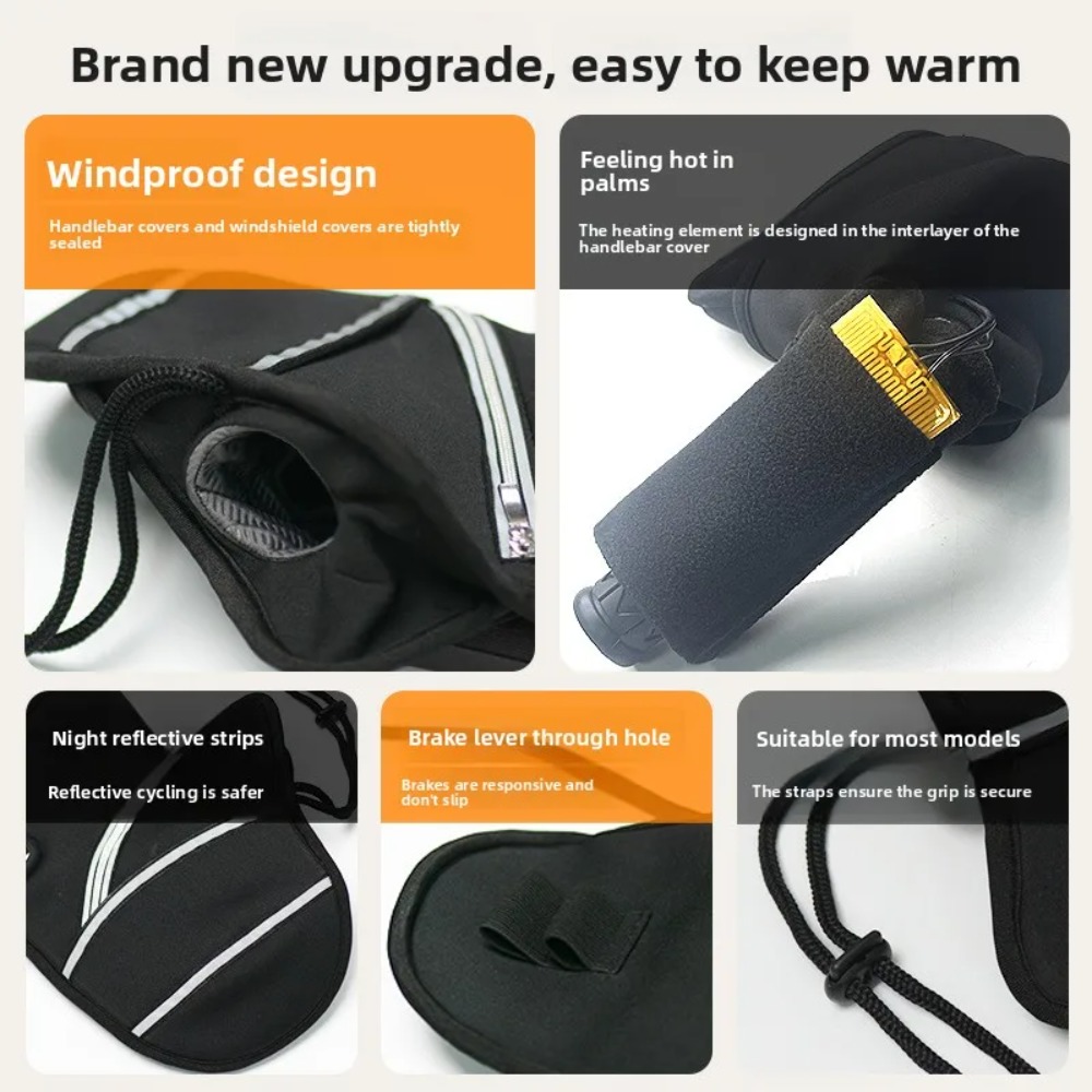 オートバイのハンドルバーカバー冬用加熱電子手袋暖かい防水電気 - Motorcycle Gear For Winter のレビューと価格