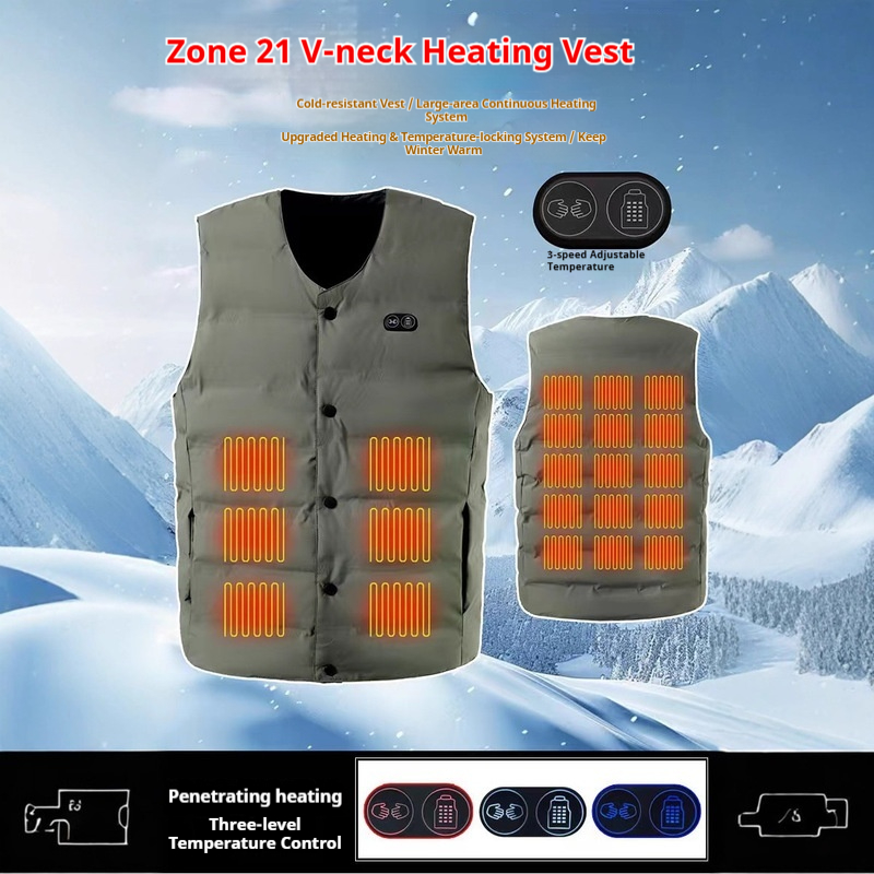 冬の新スタイル 21 ゾーン V ネック加熱ベストユニセック - Motorcycle Gear For Winter のレビューと価格